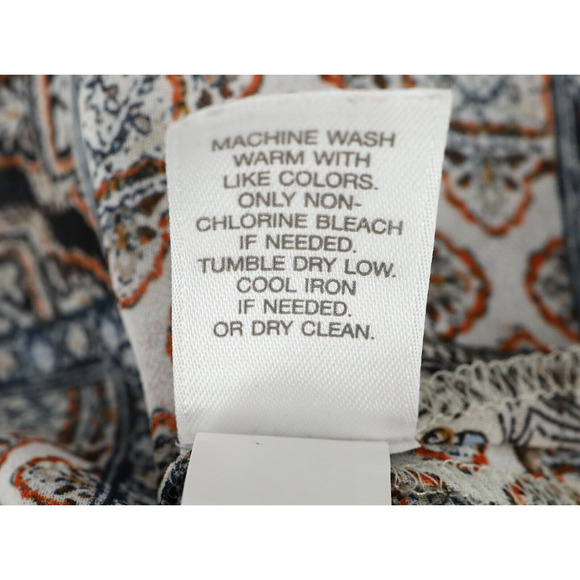 J Jill Top Womens Large Ivory Blue Sheer Blouse Back Pleats Whimsy Boho Chic - Picture 12 of 12